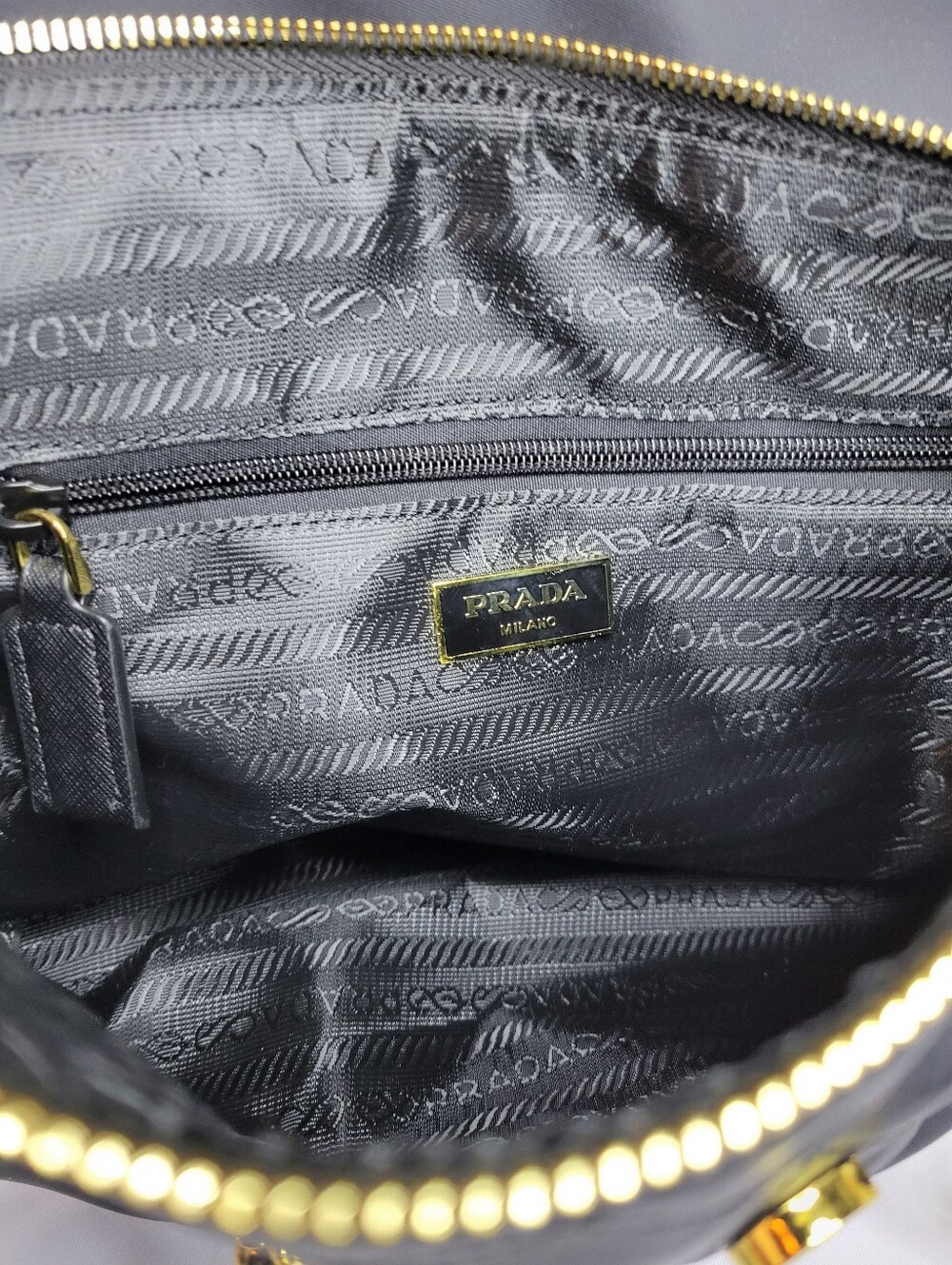 GWP Prada Black Quilted Tessuto Nylon Chain Bag 9"x8", New In Box - Picture 10 of 15